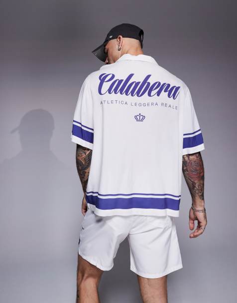 ASOS DESIGN – Hemd in Weiß mit Grafikprint und Reverskragen, Kombiteil - view 1