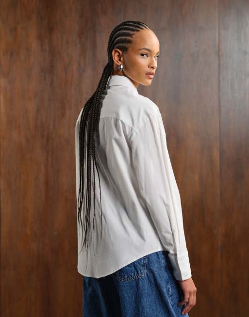 ASOS DESIGN – Hemd in Weiß mit verstellbarer Taillierung am Rücken, 4 von 4