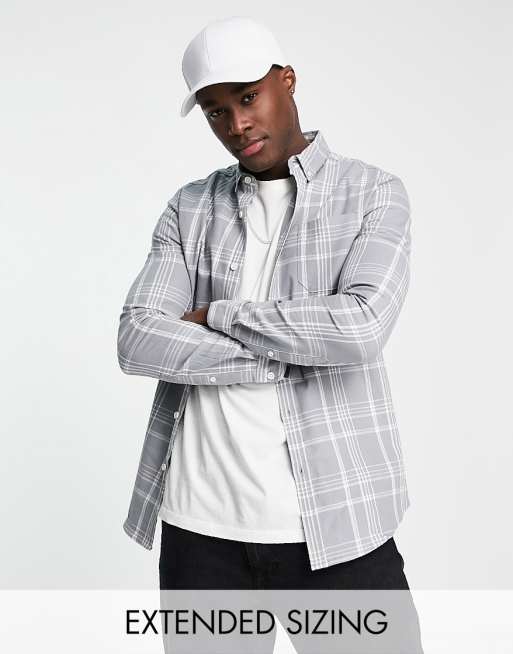 ASOS DESIGN – Hemd mit engem Schnitt in Grau kariert