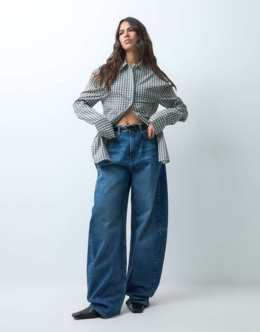 ASOS DESIGN Hemd mit taillierter Taille in blauem Karomuster, 3 von 8