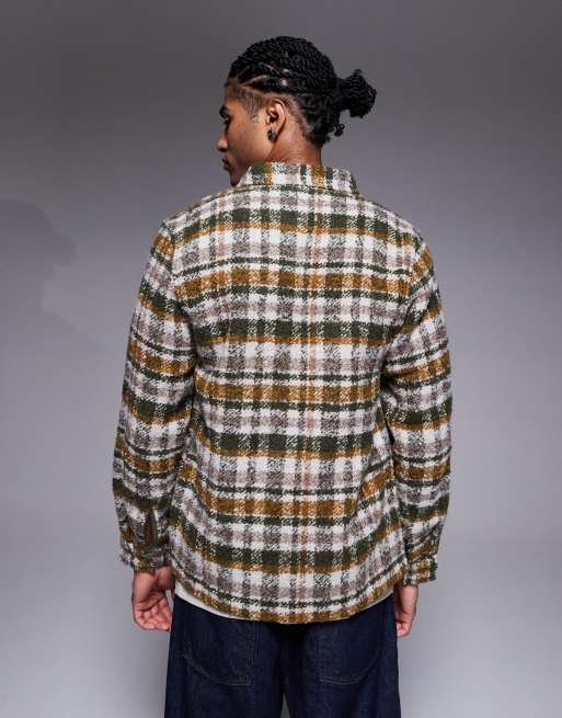 ASOS DESIGN – Hemdjacke aus Bouclé in Grün kariert, 3 von 5