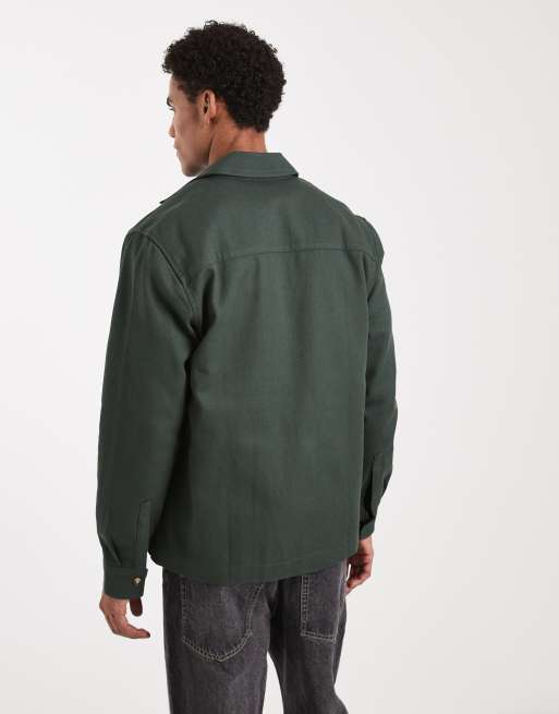  ASOS DESIGN – Hemdjacke aus schwerem Twill in Grün mit durchgehendem Reißverschluss, 4 von 5