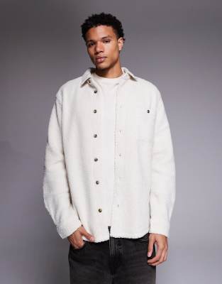 Hemdjacke aus Teddyfell in Ecru-Weiß Weiß XS
