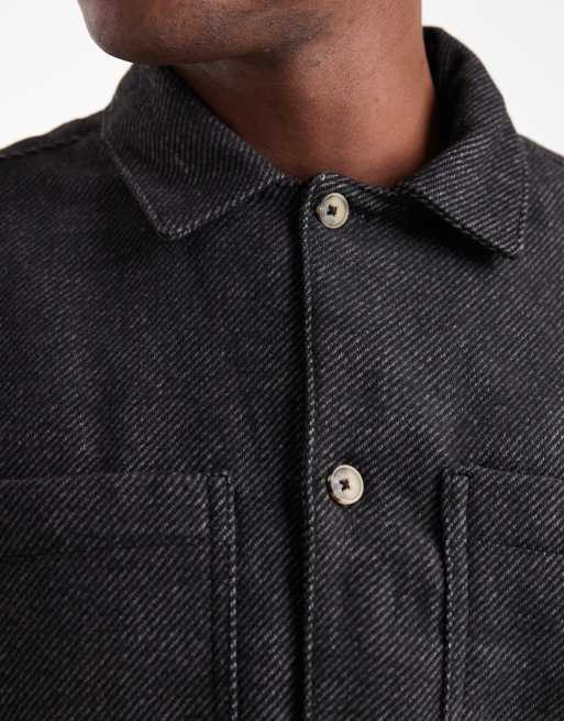 ASOS DESIGN – Hemdjacke in anthrazitfarbener Wolloptik, 4 von 5