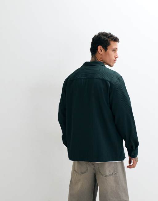 ASOS DESIGN – Hemdjacke in Dunkelgrün mit Reißverschluss, 3 von 5