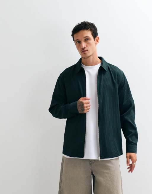 ASOS DESIGN – Hemdjacke in Dunkelgrün mit Reißverschluss, 5 von 5