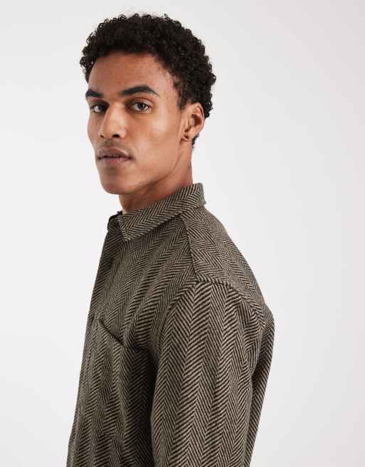 ASOS DESIGN – Hemdjacke in Schwarz mit Fischgrätenmuster, 3 von 5