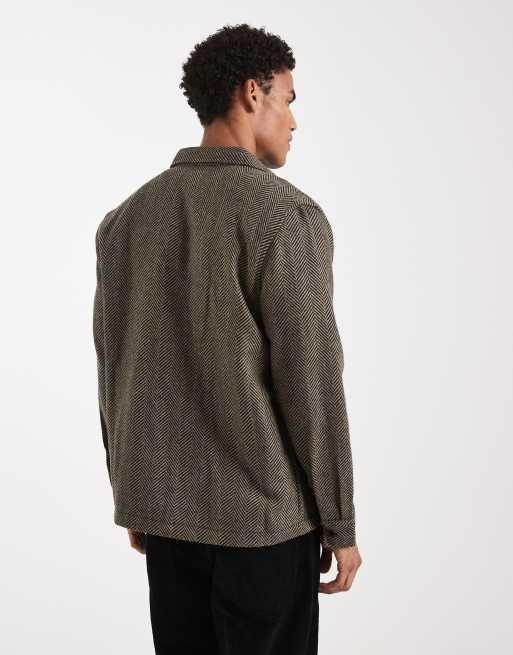 ASOS DESIGN – Hemdjacke in Schwarz mit Fischgrätenmuster, 4 von 5