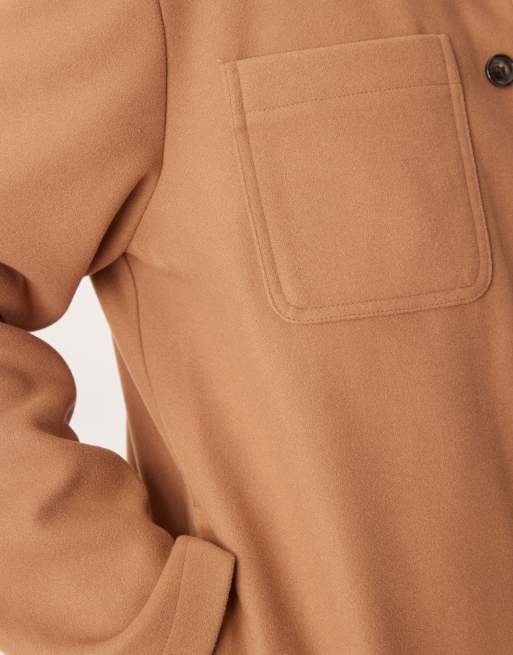 ASOS DESIGN – Hemdjacke mit Wolloptik in Hellbraun, 5 von 5