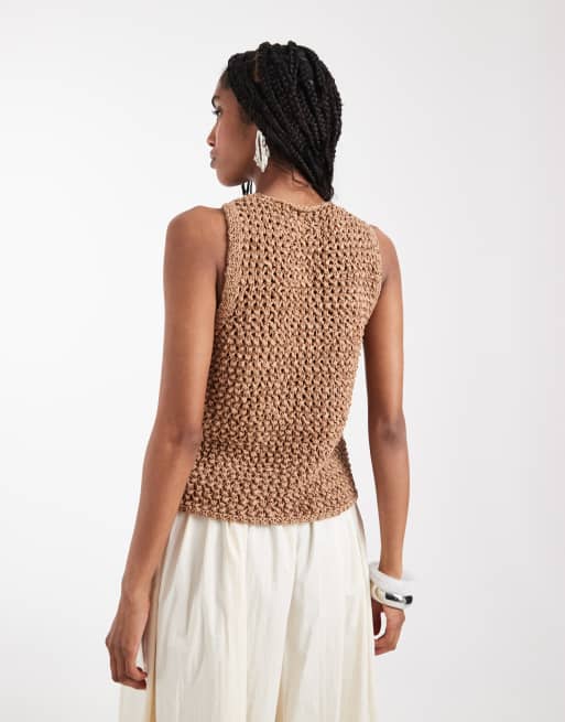 ASOS DESIGN - Hemdje met bies van garen in toffee bruin, 3 van 8