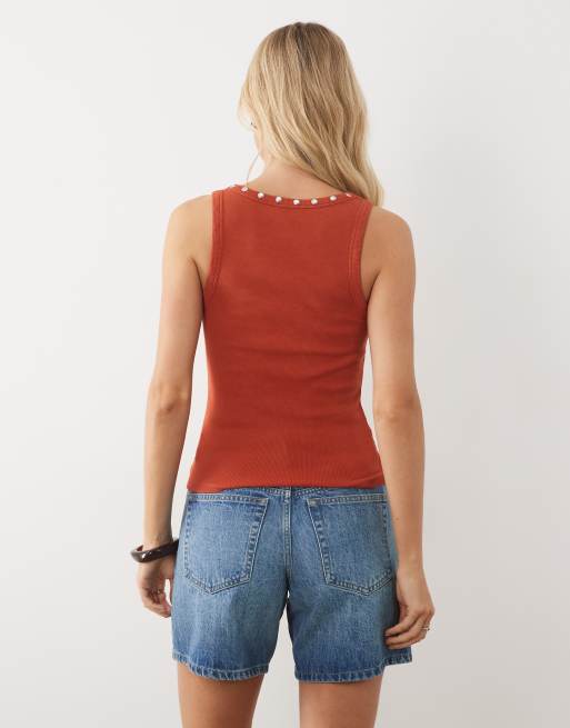 ASOS DESIGN hemdje met gewassen look en studs in rood, 4 van 4
