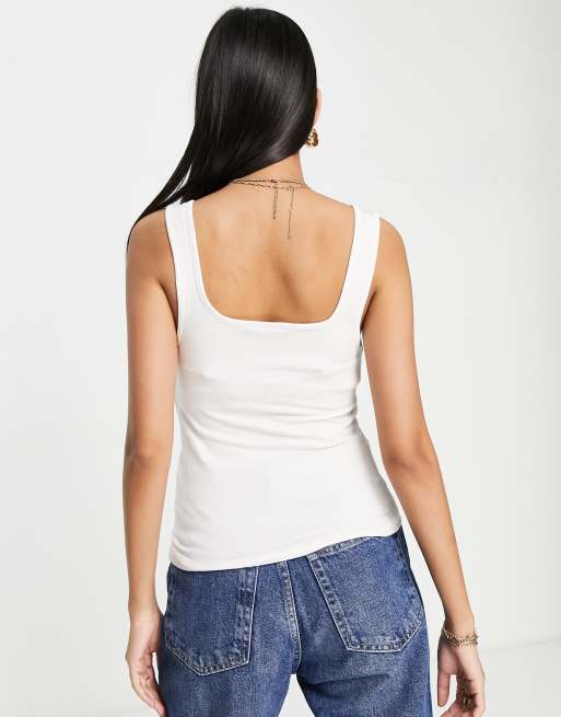 ASOS DESIGN - Hemdje met lage ronde voor- en achterkant in wit, 2 van 4