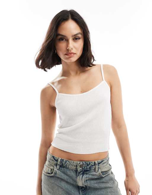 ASOS DESIGN - Hemdje met onafgewerkte zoom in wit