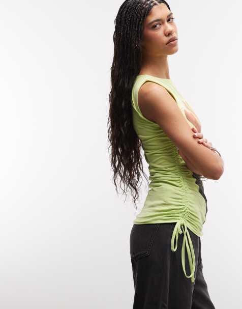 ASOS DESIGN - Hemdje met rechte hals en aquarel bloemenprint in lichtgeel - view 1