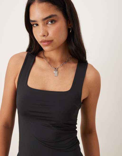 ASOS DESIGN - Hemdje van breatheMAX™ polyamide met vierkante hals in zwart, 2 van 4