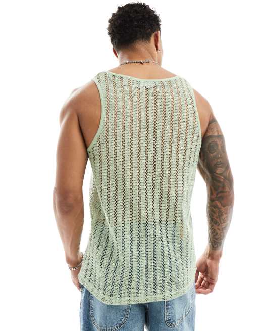 ASOS DESIGN - Hemdje van open gehaakte stof in groen , 3 van 4