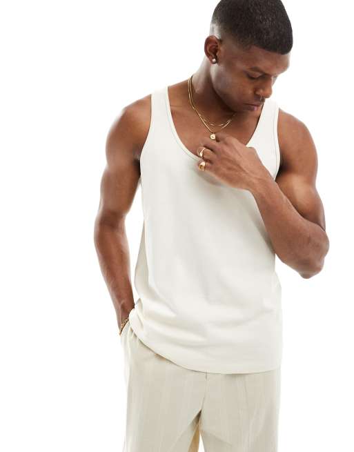 ASOS DESIGN - Hemdje van zware stof in ecru