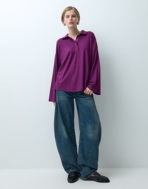 ASOS DESIGN hemley T-shirt met lange mouwen in pruim, 2 van 5