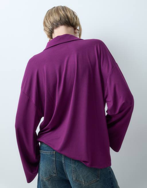 ASOS DESIGN hemley T-shirt met lange mouwen in pruim, 3 van 5