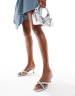 ASOS DESIGN grown on high neck gathered asymmetrical hem top in pastel blue