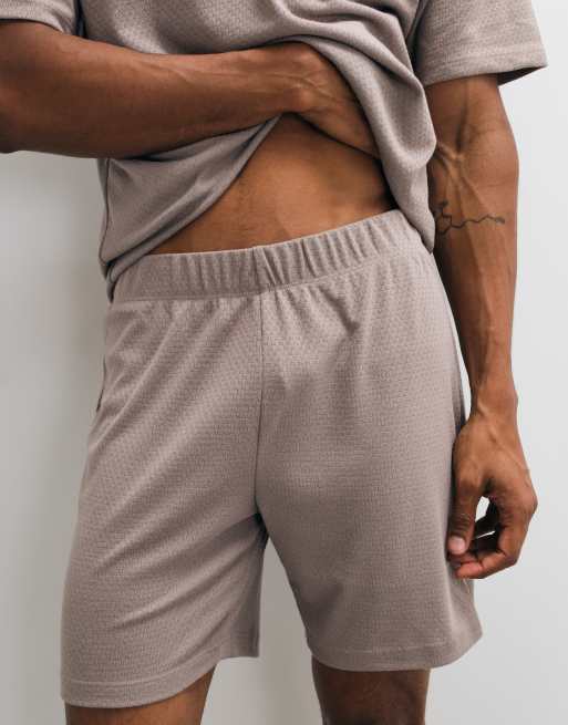 ASOS DESIGN Henley co-ord korte pyjamaset in stone, 2 van 4