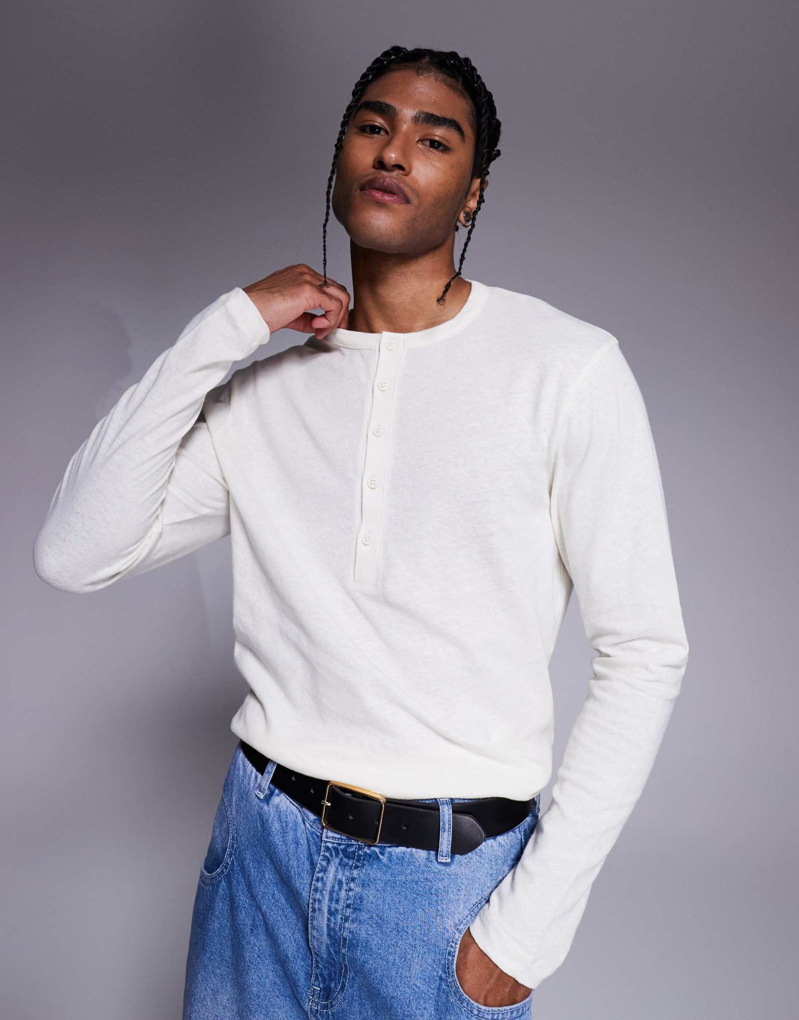  Футболка ASOS DESIGN кремовая с длинными рукавами