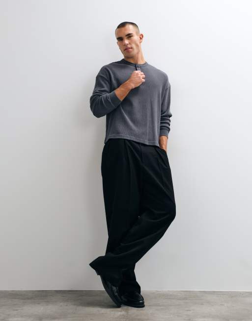 ASOS DESIGN - henley oversize de corte cuadrado lavado en gris, 2 de 5