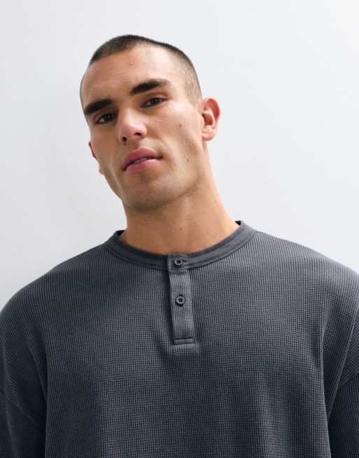 ASOS DESIGN - henley oversize de corte cuadrado lavado en gris, 3 de 5