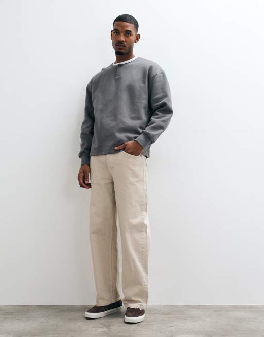 ASOS DESIGN henley oversize premium lourd anthracite, 5 de 10