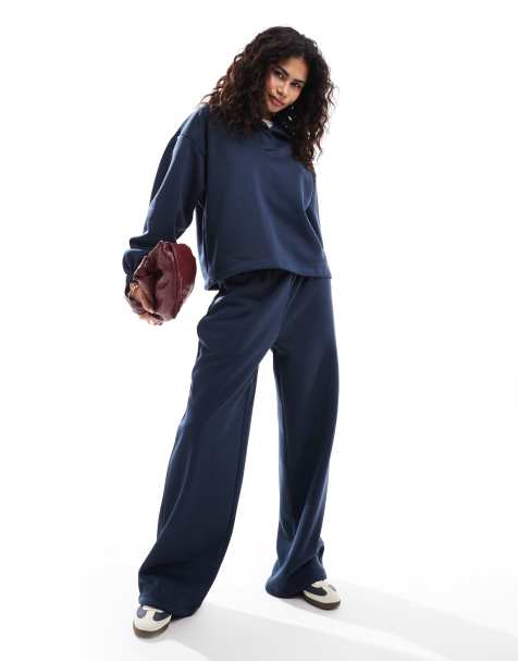 ASOS DESIGN henley oversized sweatshirt and jogger co-ord in navy - view 1