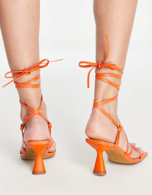 ASOS DESIGN - Henning - Sandales à talon mi-haut en cuir de qualité supérieure - Orange , 2 de 4