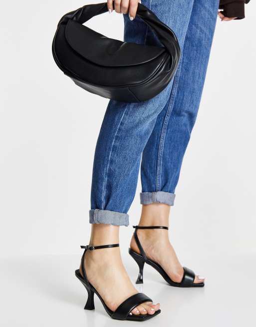 ASOS DESIGN - Hera - Sorte minimalistisk polstrede sandaler med hæl