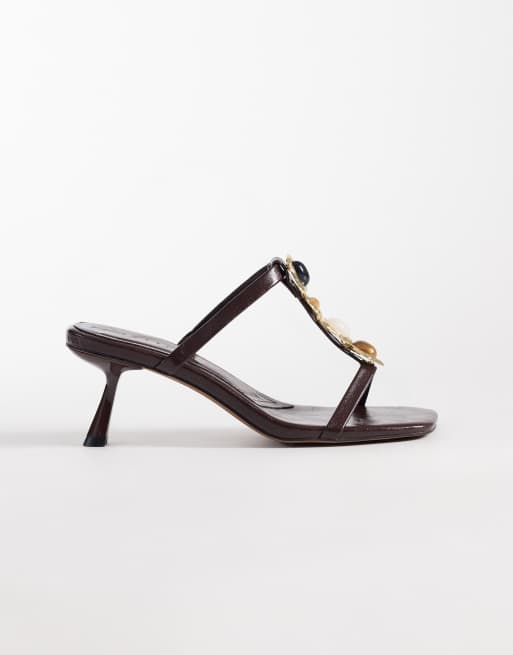 ASOS DESIGN - Hercules - Minimalistische muiltjes met halfhoge hak en randafwerking in chocoladebruin, 4 van 4
