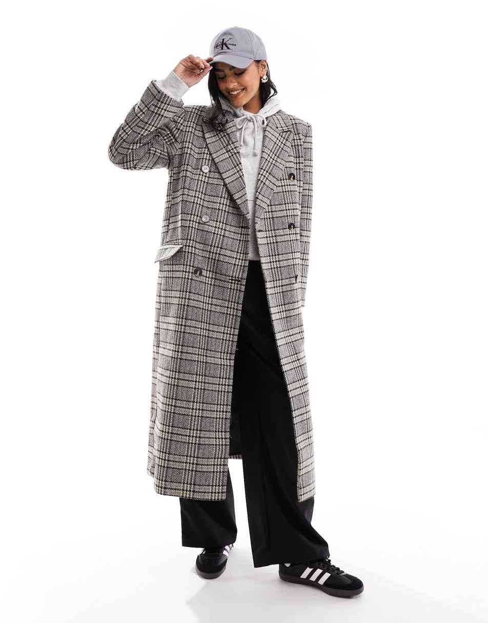 ASOS DESIGN heritage check dad coat in multi