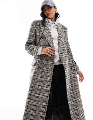 ASOS DESIGN heritage check dad coat in multi