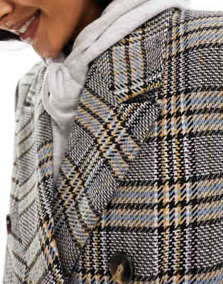 ASOS DESIGN heritage check dad coat in multi