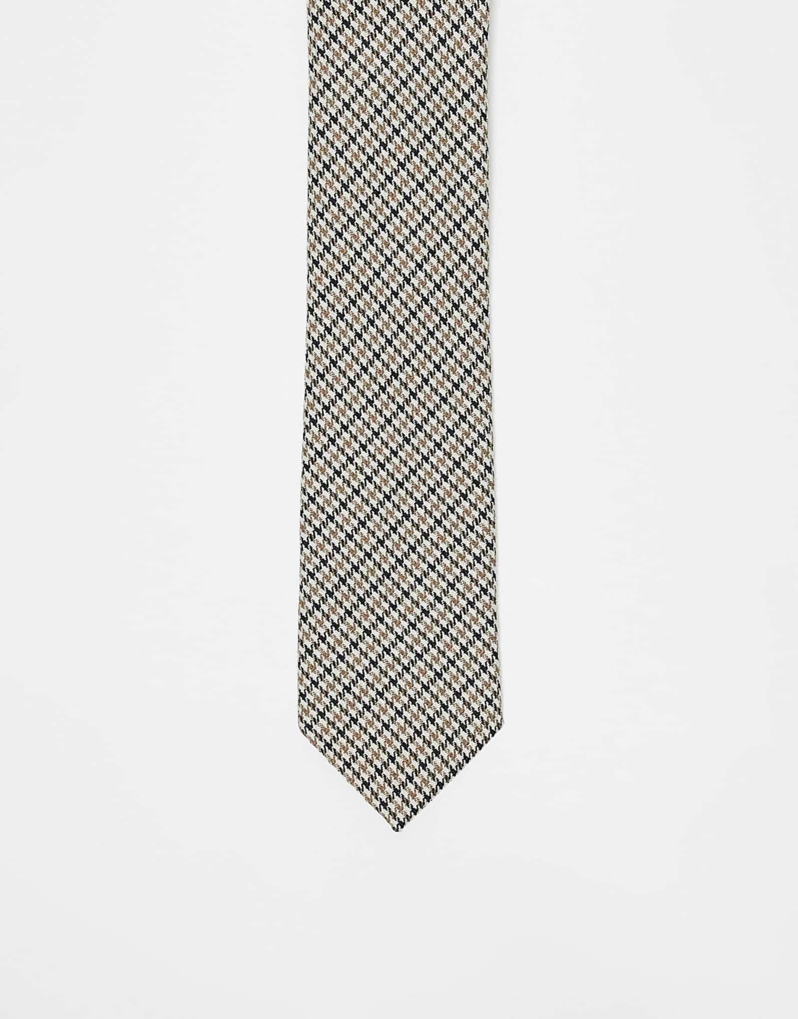 Галстук в коричневую клетку ASOS DESIGN heritage