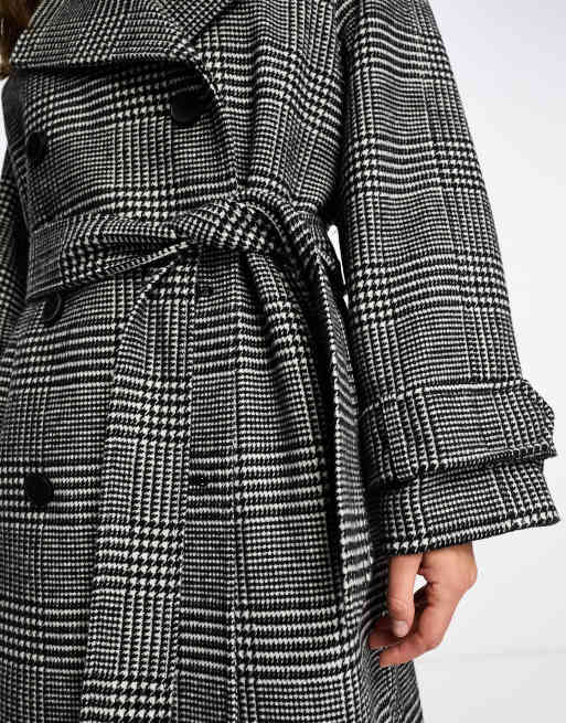ASOS DESIGN heritage check trench coat in mono