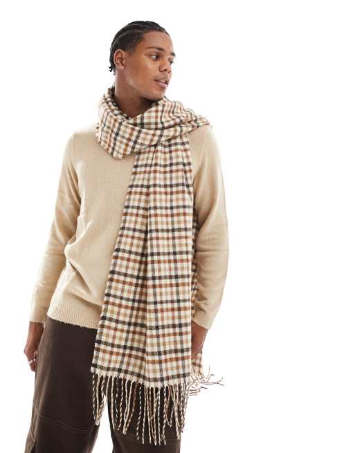 ASOS DESIGN Heritage Schal in Braun kariert