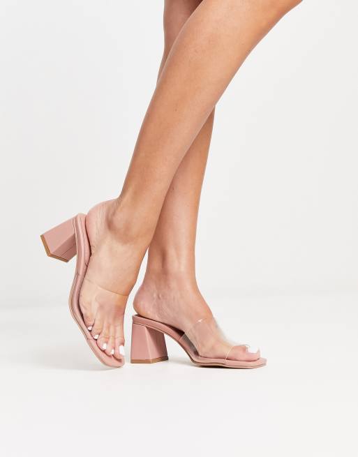 Clear mules block outlet heel