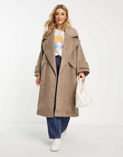 ASOS DESIGN - Hero - Cappotto elegante in tessuto spazzolato color fungo