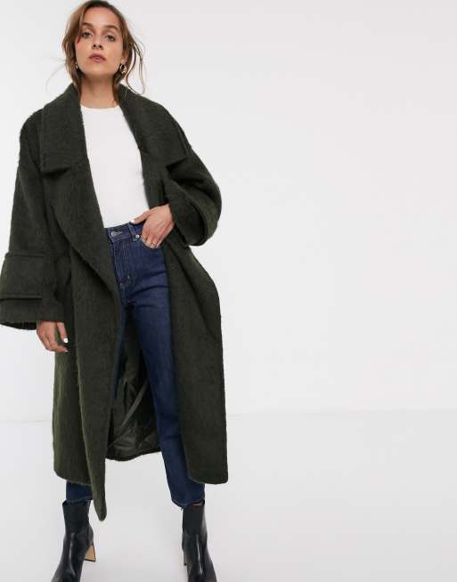 ASOS DESIGN hero coat with cuff detail in khaki | ASOS