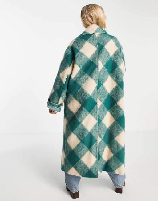 Green shop checked coat