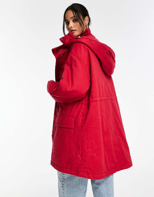 Asos hot sale pink parka