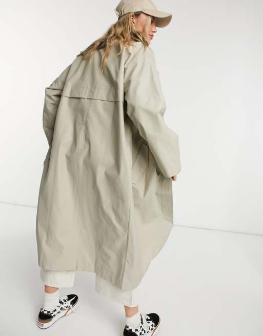 ASOS DESIGN hero oversized boyfriend trench coat in stone