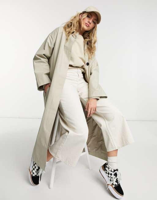 ASOS DESIGN hero oversized boyfriend trench coat in stone