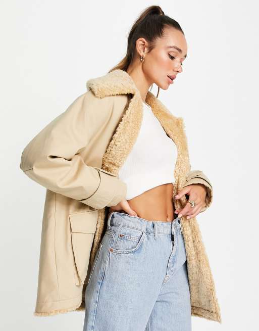 ASOS DESIGN - Hero - Parka color cammello in pile borg
