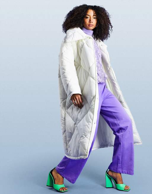 ASOS DESIGN - Hero - Vatteret oversized maxi-frakke i cremefarve