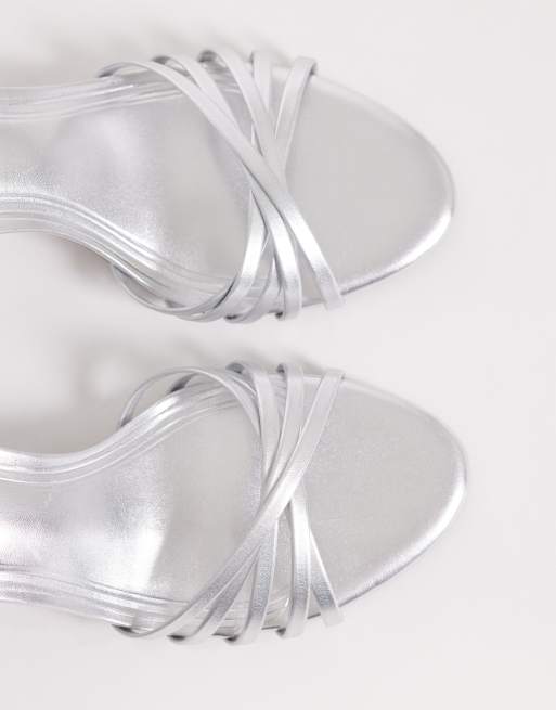 ASOS DESIGN Heroic minimal strappy heeled sandals in silver, 2 of 4