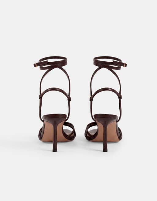 ASOS DESIGN - Heroic - Sandali minimal color cioccolato con fascette e tacco, 6 di 7
